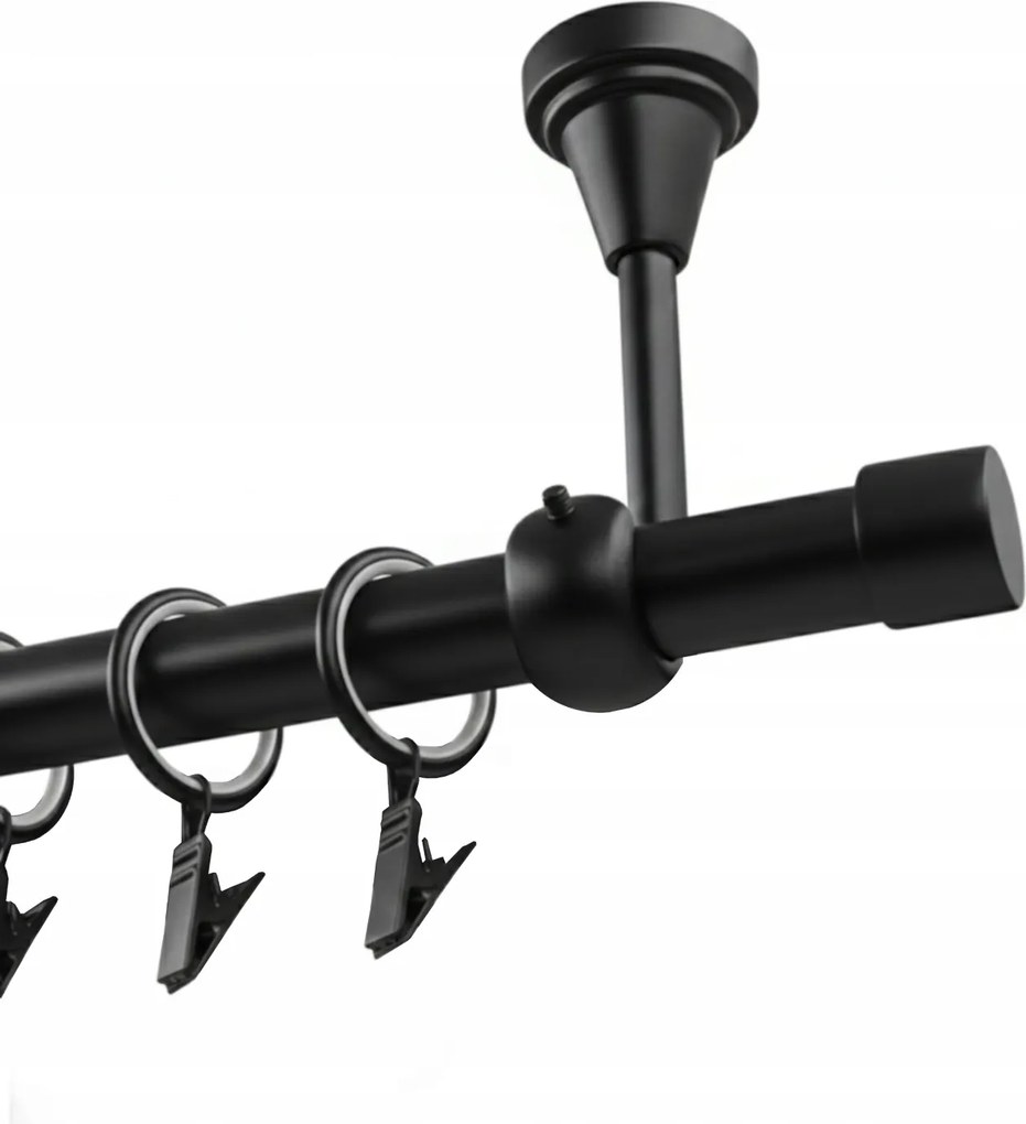 Függönykarnis szimpla Fém Mennyezeti 19mm Fekete Matt 120cm Luna