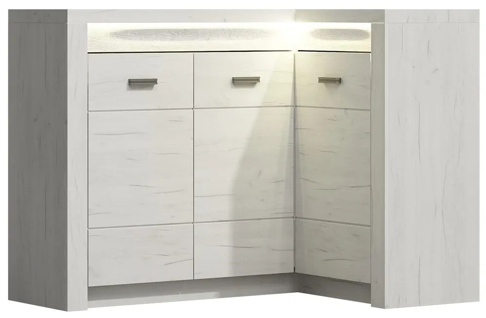 Sarok komód Nadenas N15 K (fehér craft) (meleg fehér LED világítás). 1058238