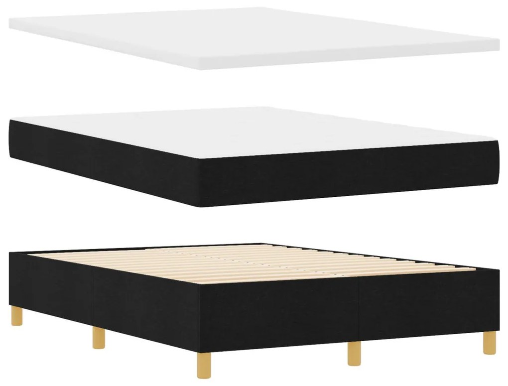 Box Spring Ágy Matraccal &amp; Pad Fekete 140x200 cm Szövet