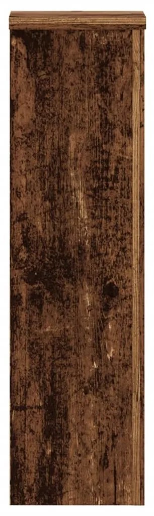 2 db antik fa színű szerelt fa növénytartó állvány 17x17x60 cm