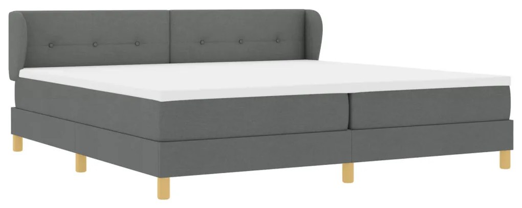 Boxspring Ágy Matraccal - Sötétszürke, 200x200 cm Szövet