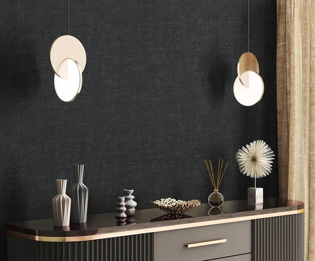 Sötétszürke Fali Tapéta Vinil Szövet Utánzat Flizelin