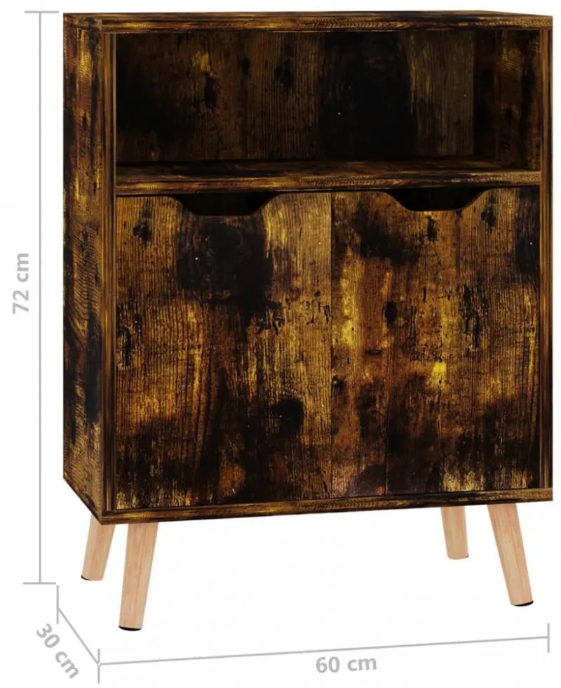 füstös tölgy színű szerelt fa tálalószekrény 60 x 30 x 72 cm