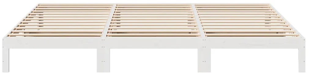 családi ágykeret matrac nélkül fehér 270x200cm tömör fa fenyőfa