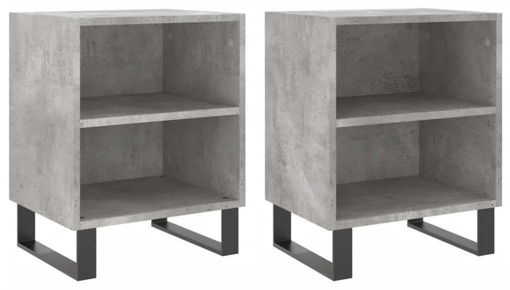 2 db betonszürke szerelt fa éjjeliszekrény 40x30x50 cm