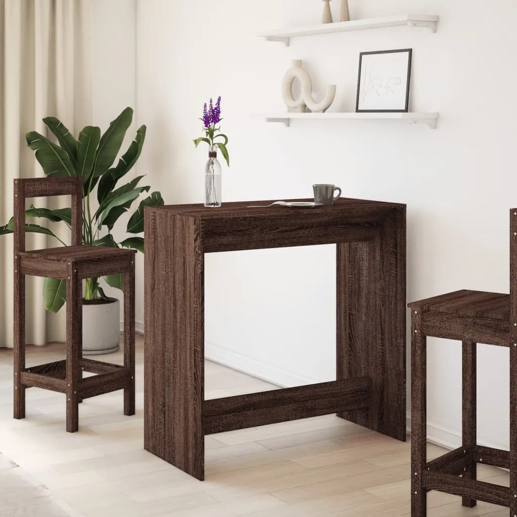 barna tölgy színű szerelt fa bárasztal 102 x 50 x 103,5 cm
