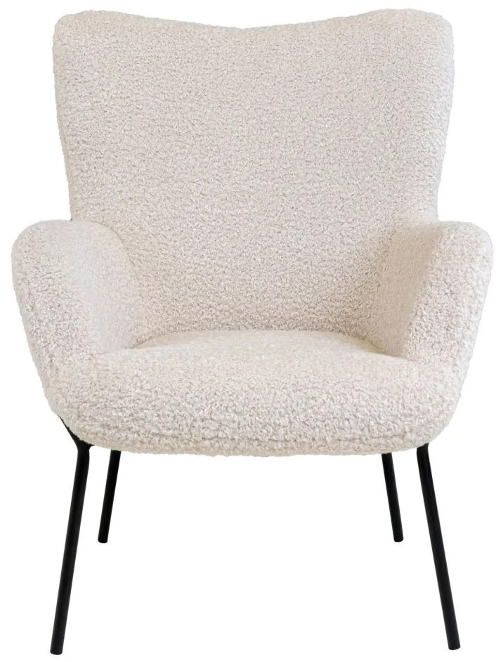 Glasgow fotel, mesterséges báránybőr, fehér fekete lábakkal