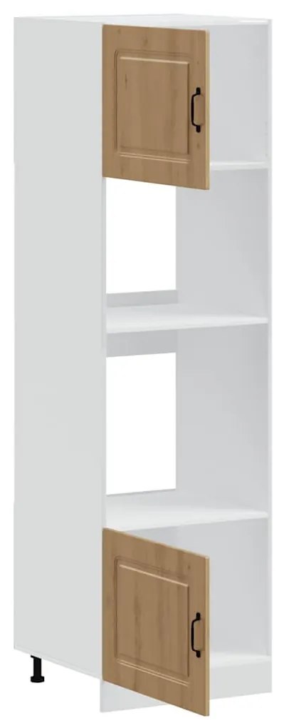 Kalmar 2 db kézműves tölgy színű szerelt fa sütőszekrények