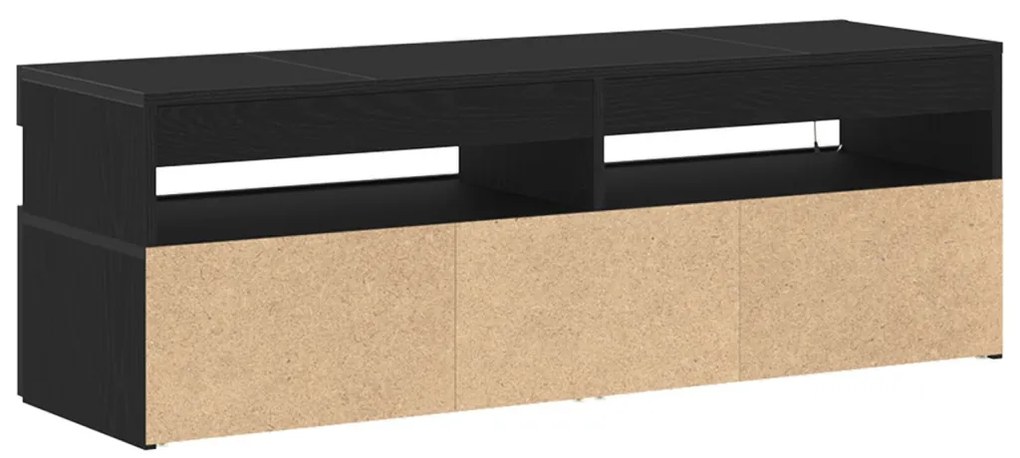 TV Szekrény LED Fekete Tölgy 120x35x40 cm Mérnöki Fa