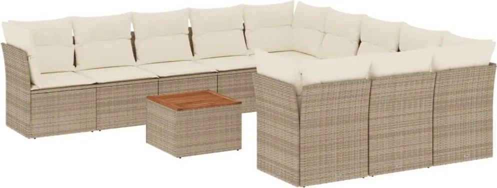 vidaXL 12 részes bézs polyrattan kerti ülőgarnitúra párnákkal