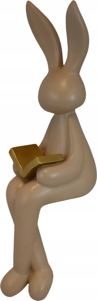 Kerámia nyuszi figura bézs könyvvel 6x7,5x24,5 cm Húsvét