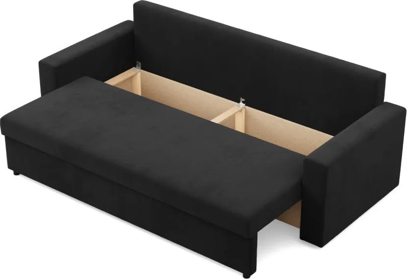 Zeus kanapéágy, szövet anyag, hab töltet, egyenes kartámasz, fekete