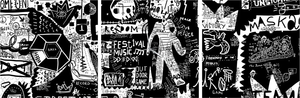 Kép - Graffiti (órával) (90x30 cm)