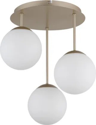 Globo 47441-3CH Mennyezeti lámpa, matt pezsgő színű fém, fehér üveggolyók, ø: 340mm, M: 400mm, 3x E14 LED 25W 230V izzók nélkül