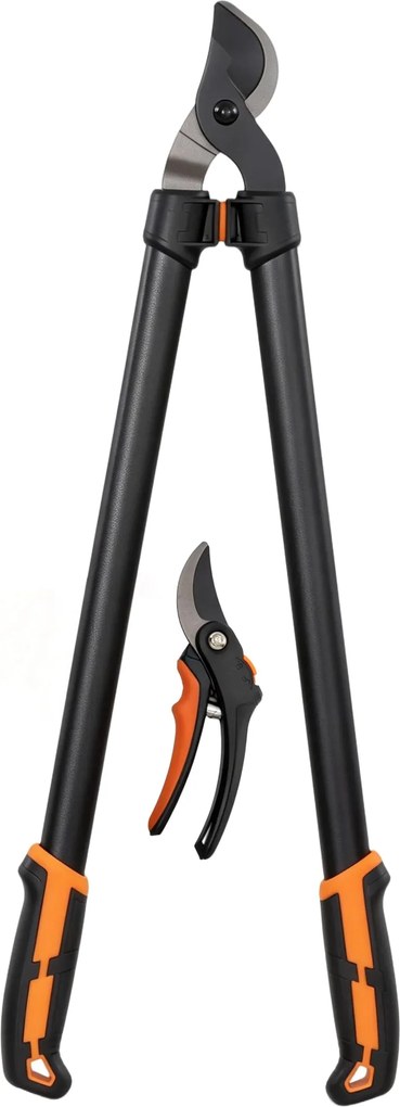 Outsunny 2 részes kerti szerszámkészlet — 69,6 cm ágvágó és metszőolló, puha fogantyú, biztonsági zár, narancssárga | Aosom