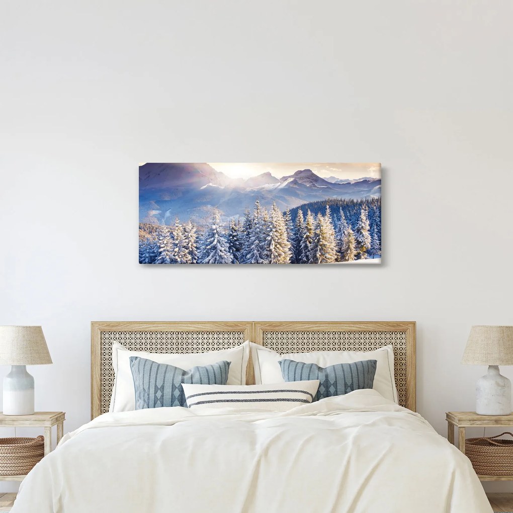 Kép - Hegyi táj télen (120x50 cm)