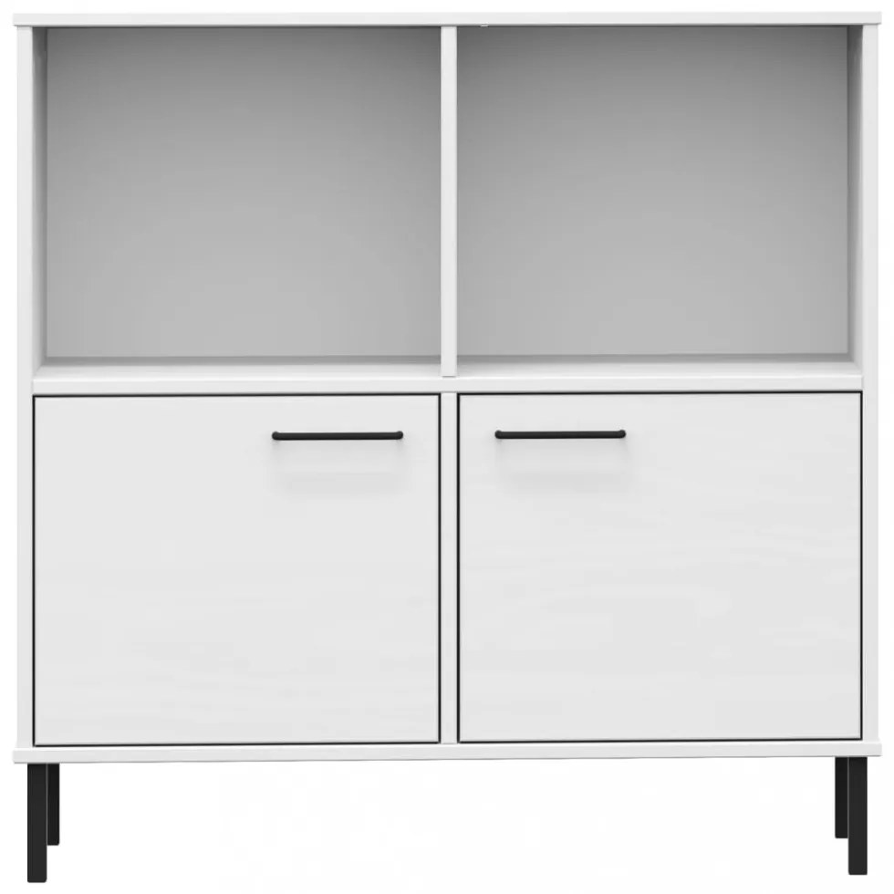 OSLO fehér tömör fa könyvszekrény fém lábakkal 90x35x90,5 cm
