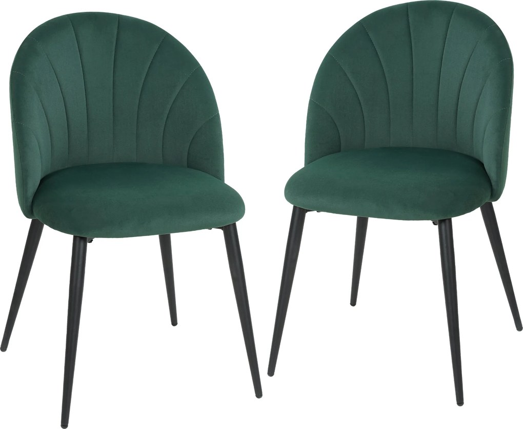 HOMCOM 2 db sötétzöld bársony étkezőszék — párnázott, karfa nélküli, acél lábakkal | Aosom