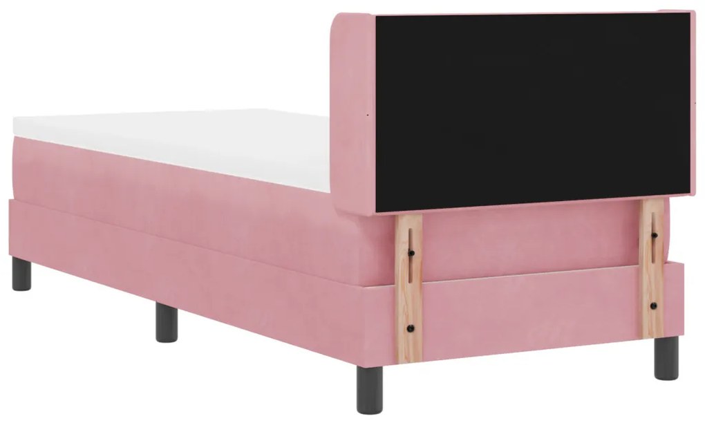Boxspring Ágy Matrac Sötét Rózsaszín 80x200 cm Bársony