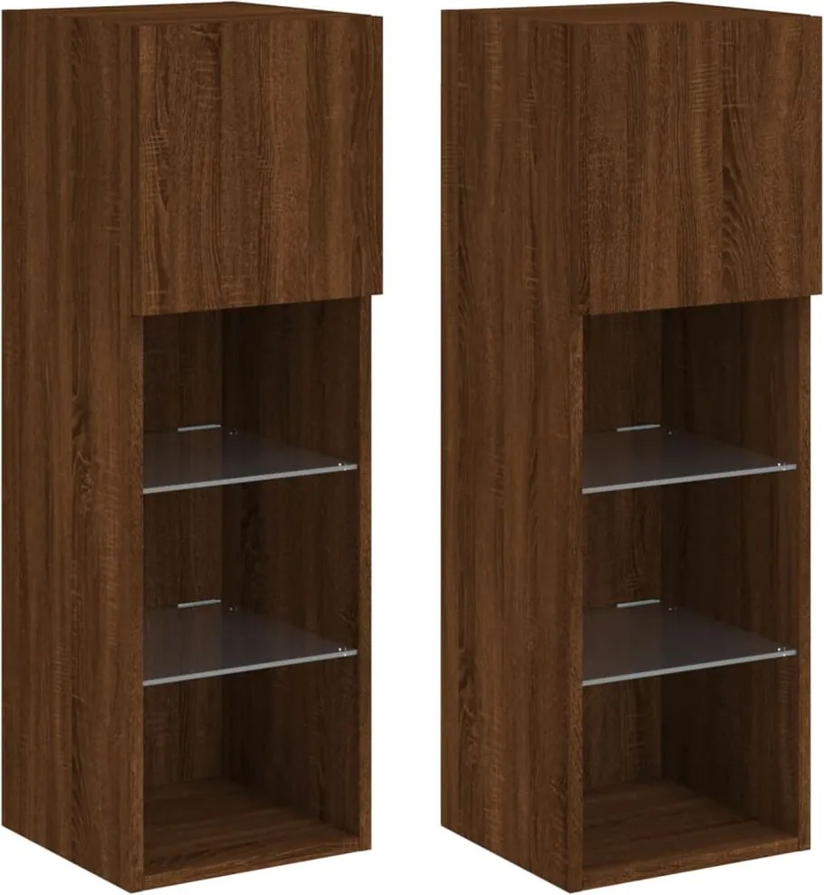 vidaXL 2 db barna tölgy színű TV-szekrény LED-ekkel 30,5 x 30 x 90 cm