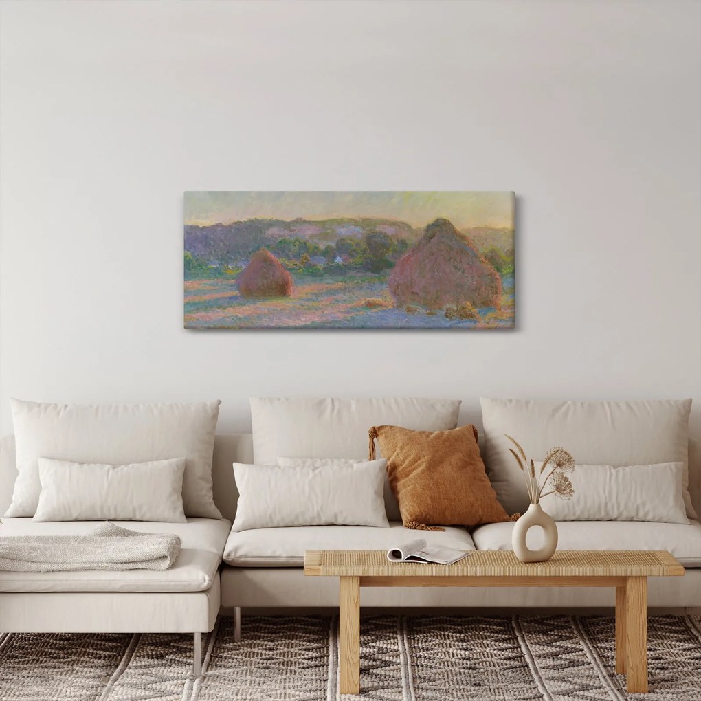 Kép - Claude Monet, Stacks of Wheat (End of Summer) , reprodukciók (120x50 cm)