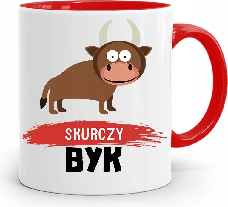 Bögre Piros Vicces Összehúzódó Bika fényképes nyomtatással