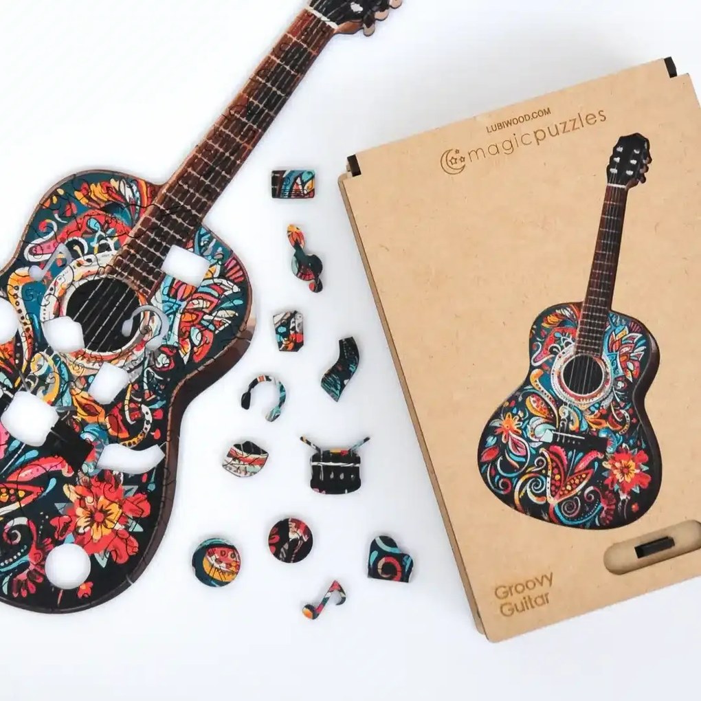 Menő gitár fa puzzle