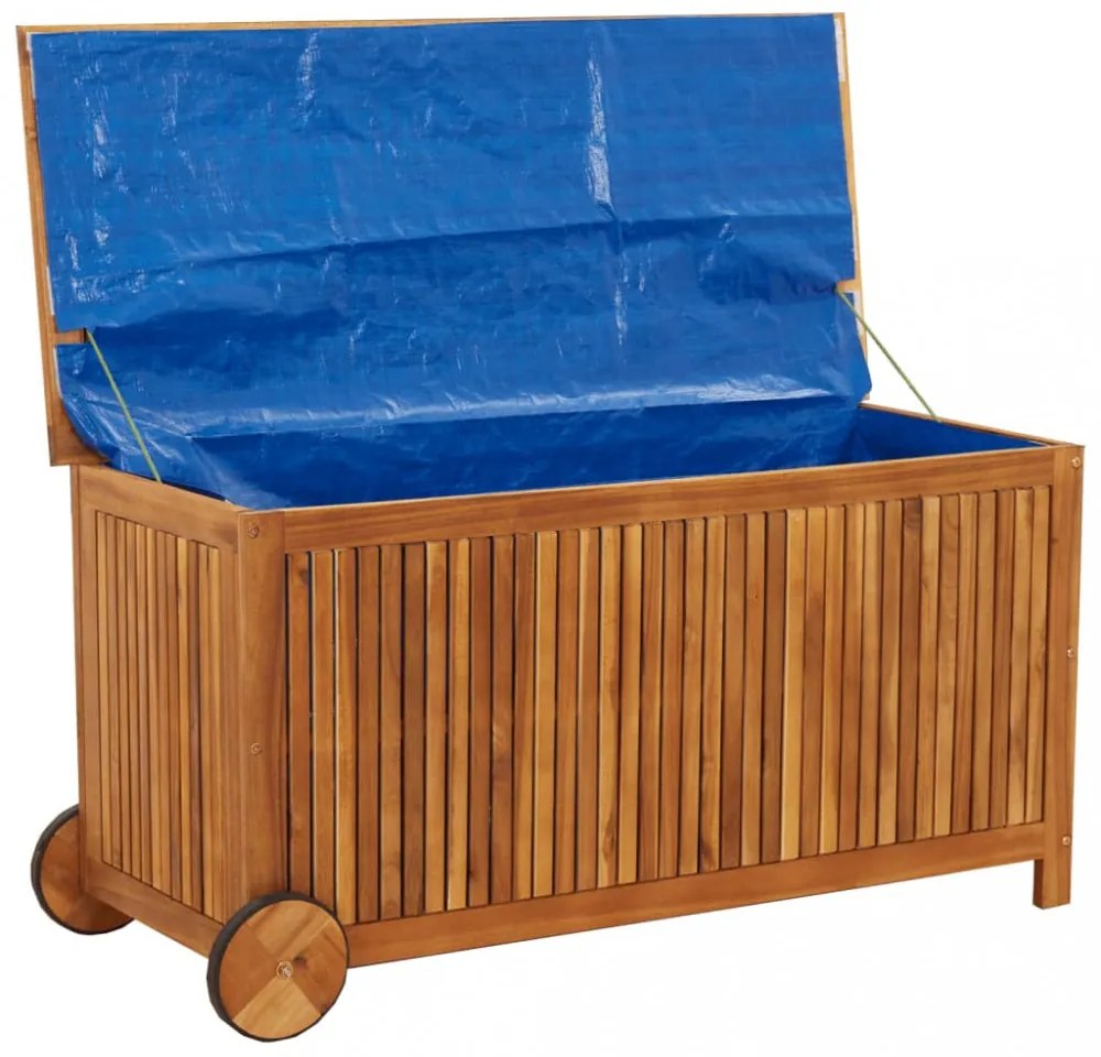 tömör akácfa kerti tárolóláda kerekekkel 113 x 50 x 58 cm