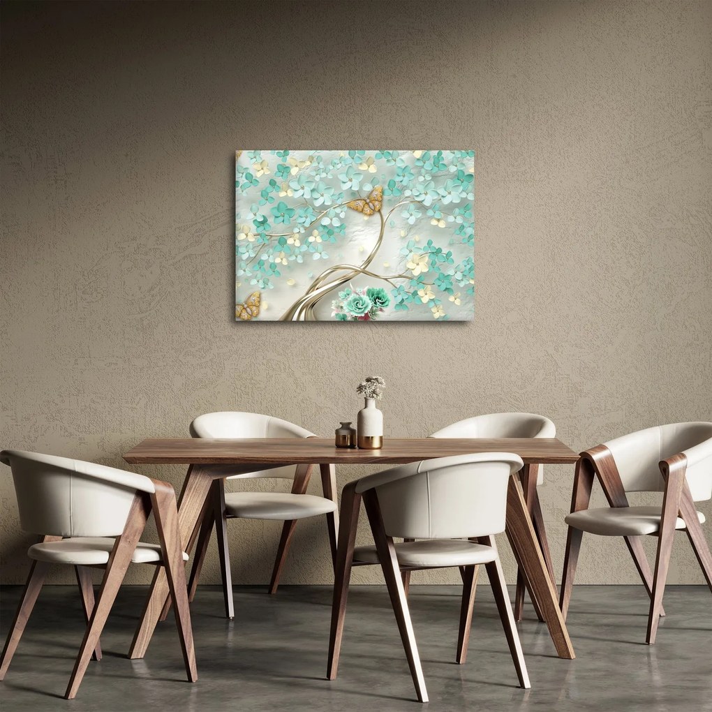 Virágok pillangóval képe (70x50 cm)