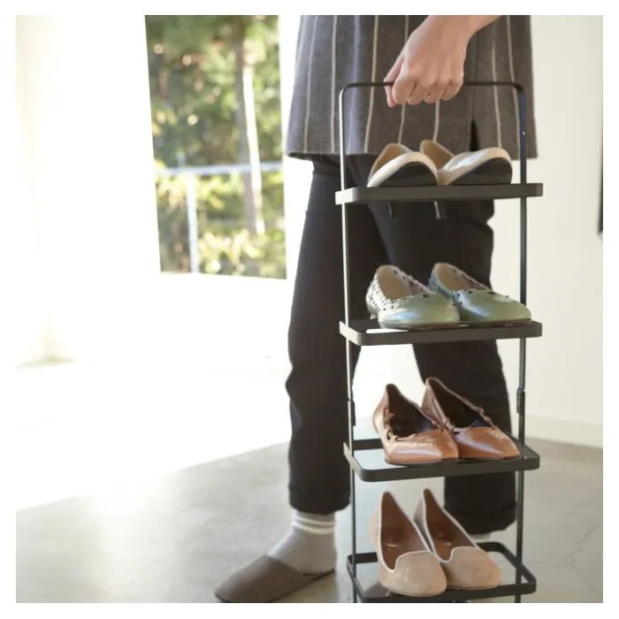 Fekete fém cipőtartó állvány Tower Shoe Rack – YAMAZAKI