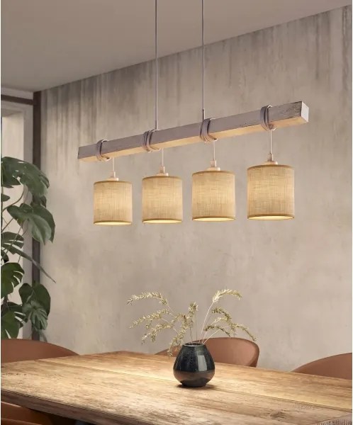 Brilagi - LED zsinóros csillár NUBILA 4xE27/60W/230V szürke/világosbarna