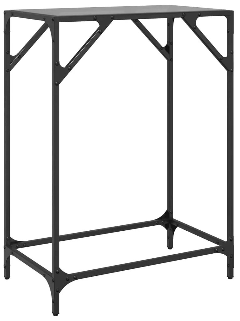 acél tálalóasztal fekete üveglappal 60 x 35 x 81 cm