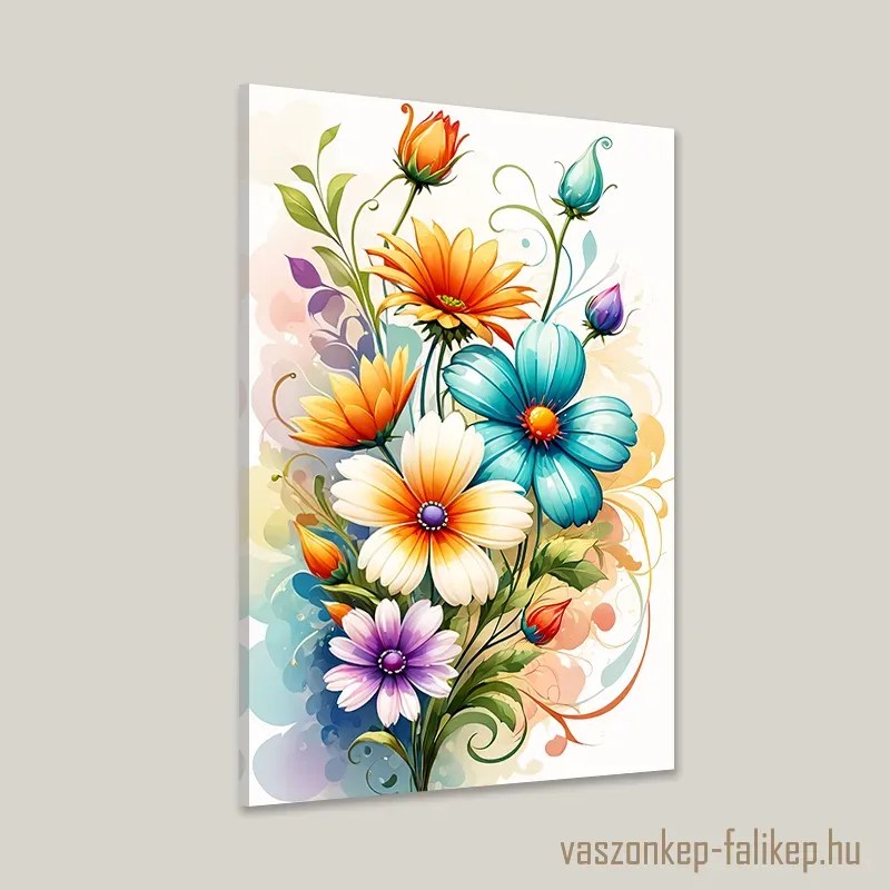 Színes virágok – Akvarell 2 | Prémium falikép otthonra 40x60cm