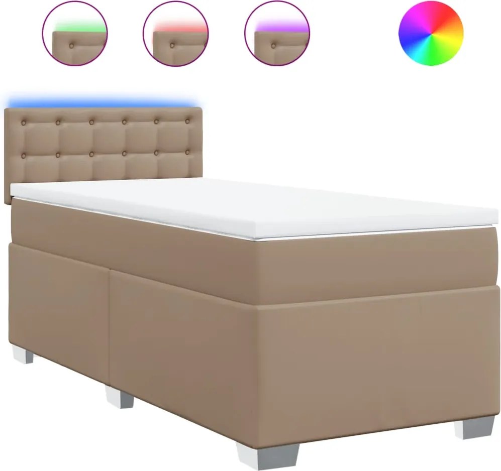 vidaXL cappuccino színű műbőr rugós ágy matraccal 90 x 200 cm