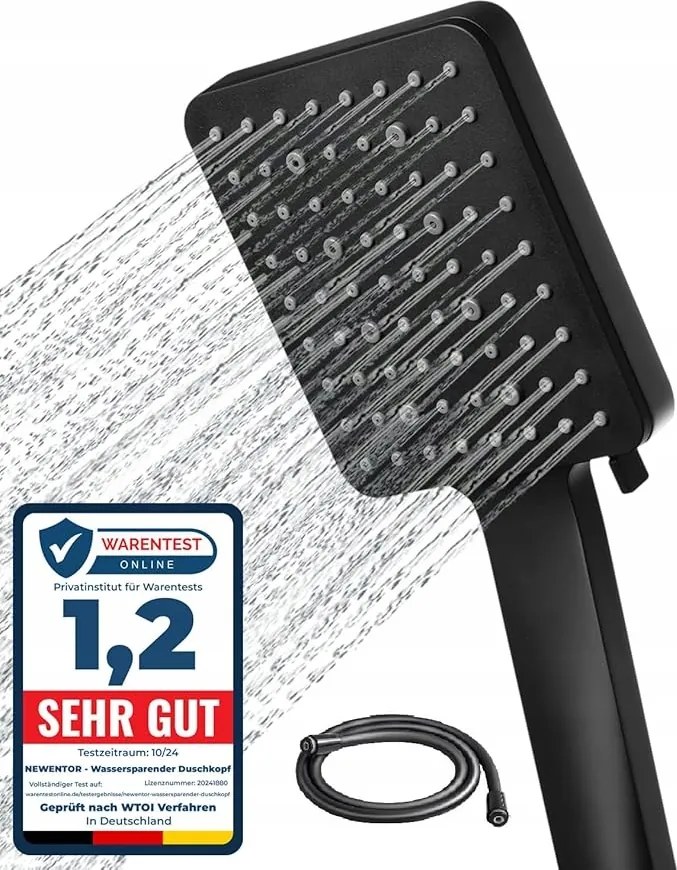 Zuhanyfej Zuhanytömlővel 1,5M Nagynyomású 6 Féle Vízsugárral