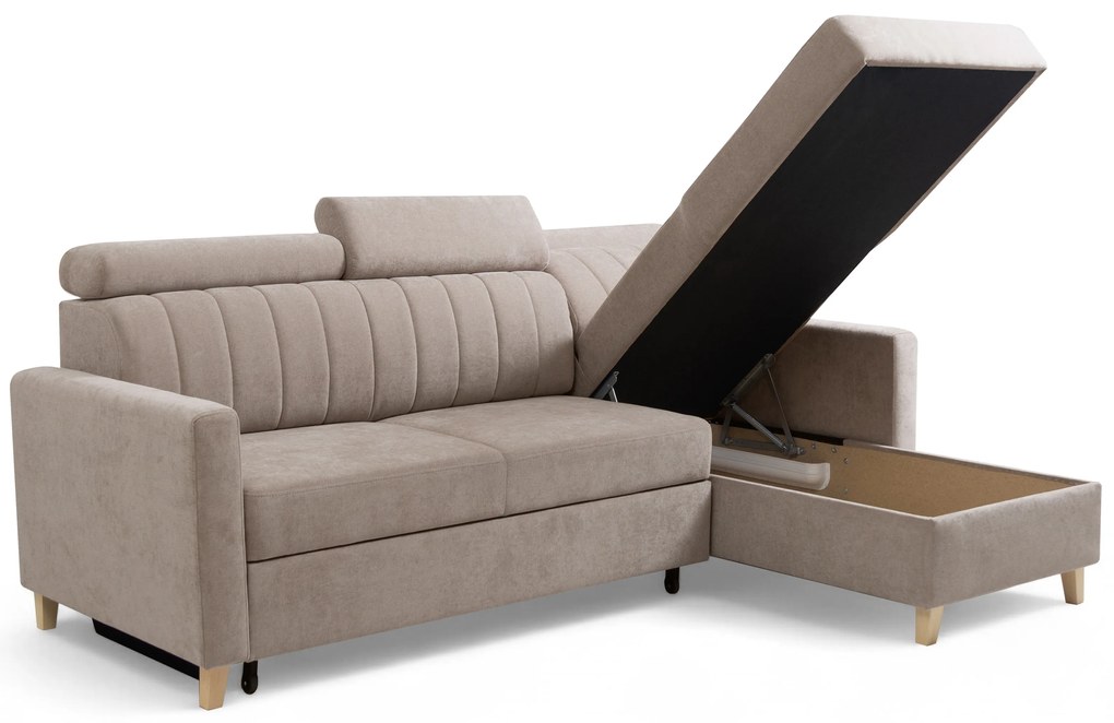 Vario sarokkinyitható kanapé, univerzális állású - bézs Wind 11 zsenília