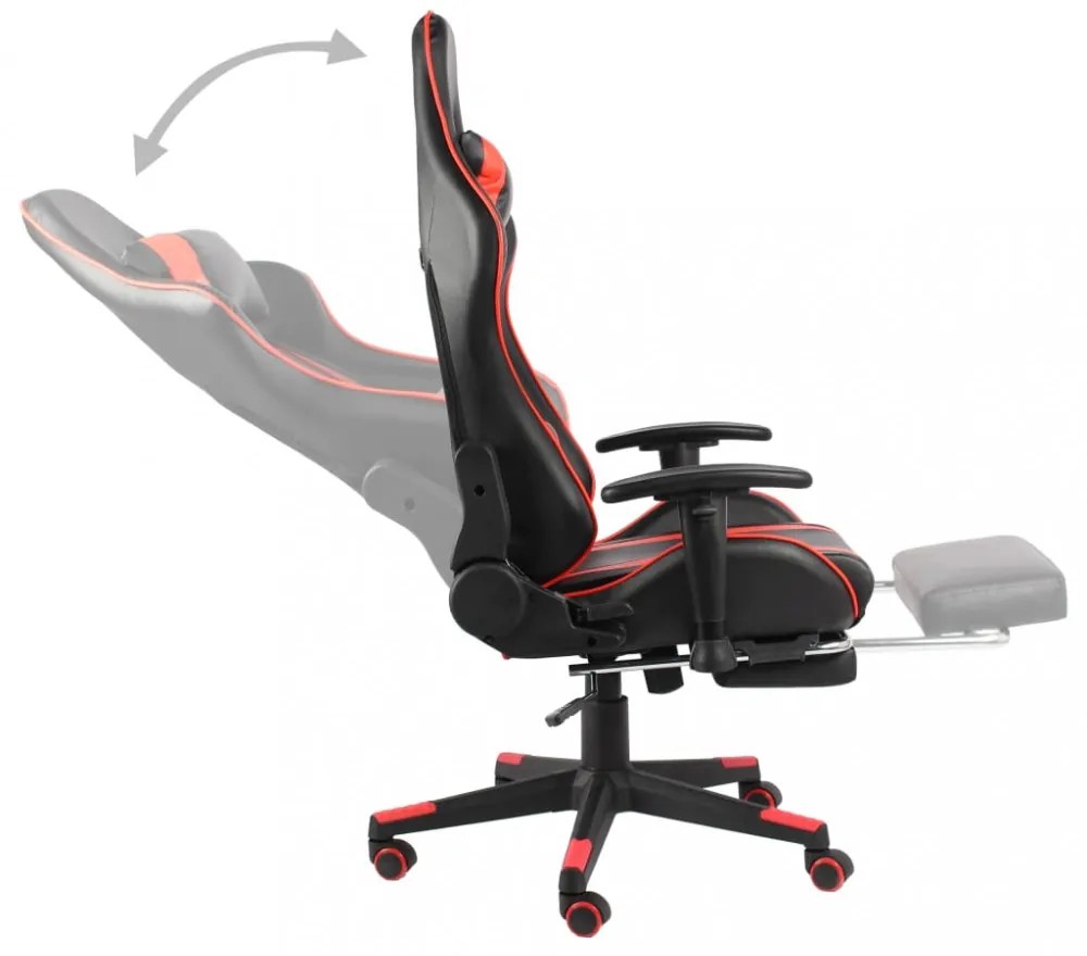 piros PVC forgó gamer szék lábtartóval