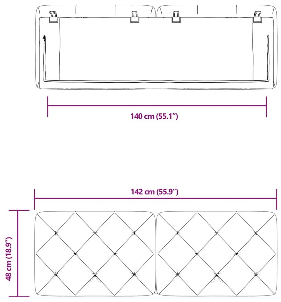 fekete bársony fejtámla párna 140 cm