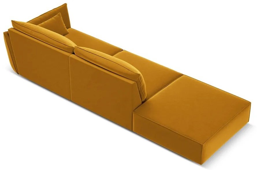 Mustársárga bársony kanapé, jobb oldali 264 cm Vanda – Mazzini Sofas