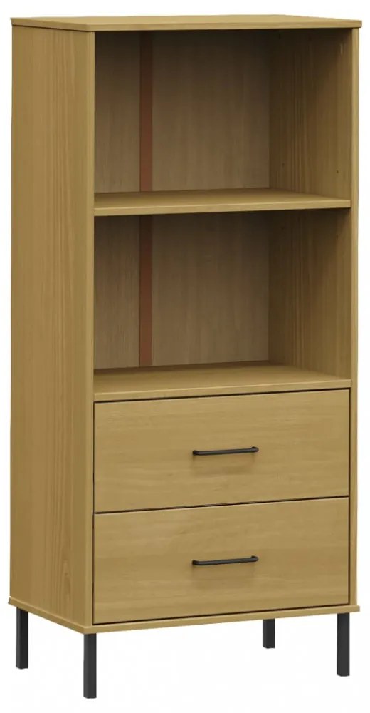 OSLO barna tömör fa könyvszekrény 2 fiókkal 60 x 35 x 128,5 cm