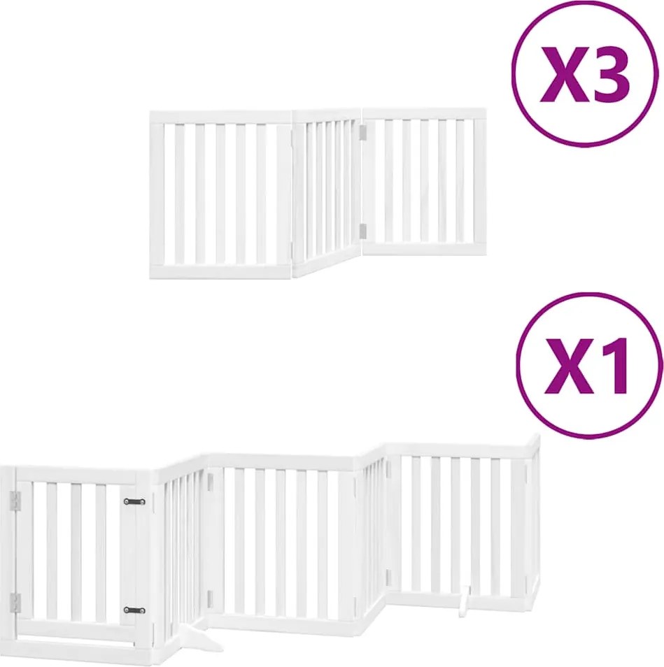 vidaXL fehér nyárfa 15 paneles összecsukható kutyakapu ajtóval 750 cm