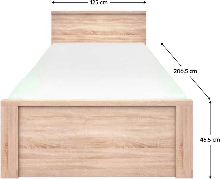 Ágy 120, sonoma tölgy, TOPTY TYP 43