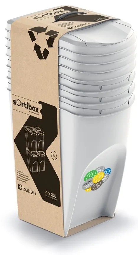 PROSPERPLAST SORTIBOX hulladékgyűjtő tartályok készlete, 4x35l