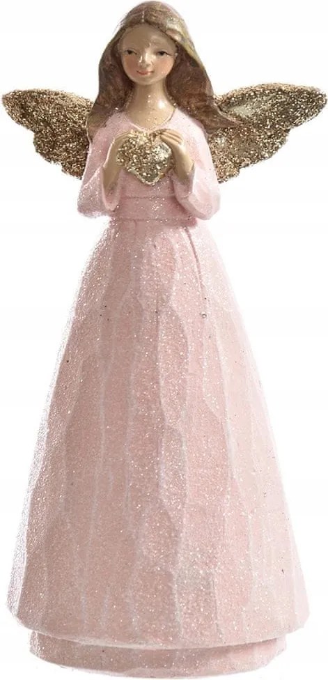 Angyal szívvel 15cm Rózsaszín