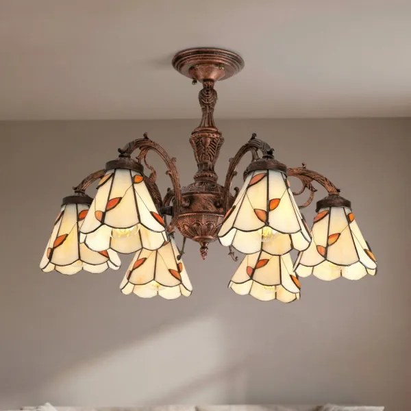 Brilagi - Tiffany vitrázs felületre szerelt csillár FOLIA 6xE27/60W/230V átmérő 60 cm
