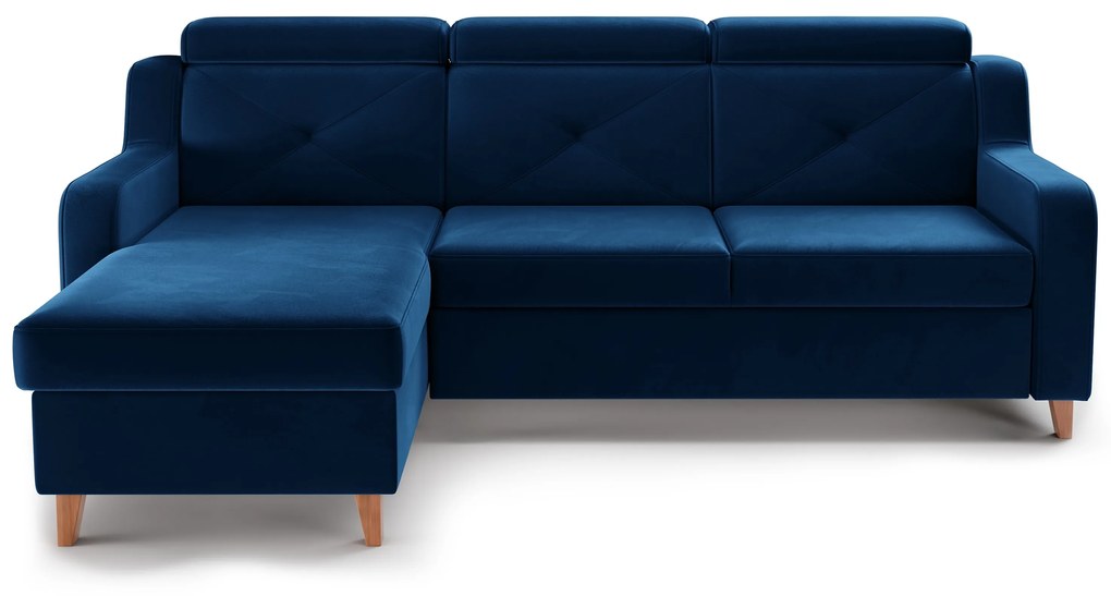 Laksaro balos ágyazható sarokkanapé - Trinity 31 kék bársony