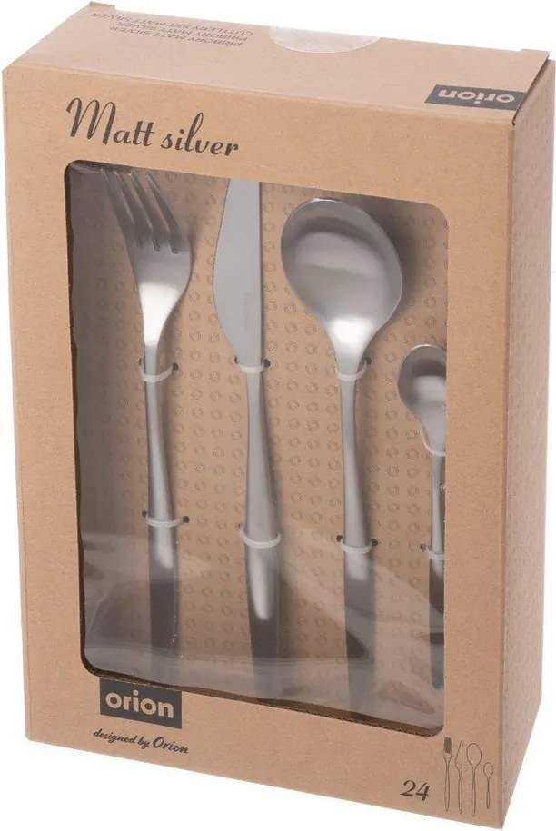 Ezüstszínű rozsdamentes acél evőeszköz készlet 24 db-os – Orion