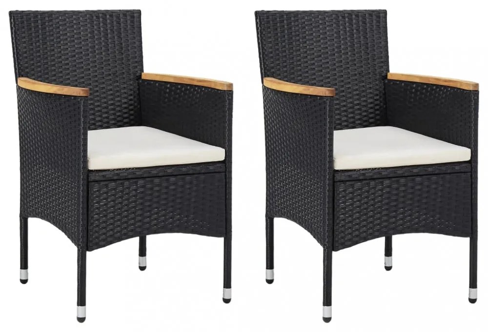 2 db fekete kerti polyrattan étkezőszék