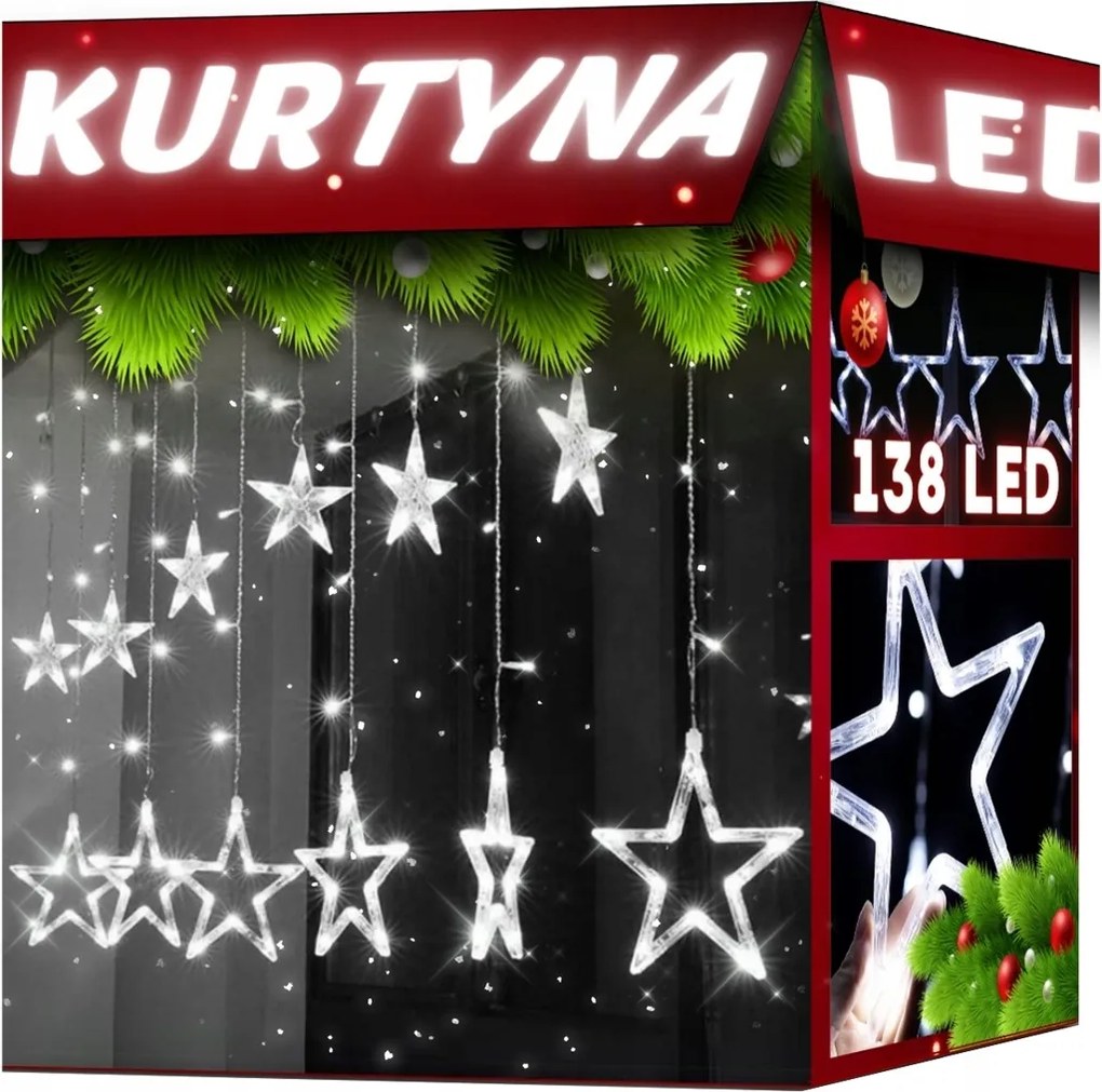 Karácsonyi Fényfüzér Fényfüggöny 4,1m Hideg Fehér