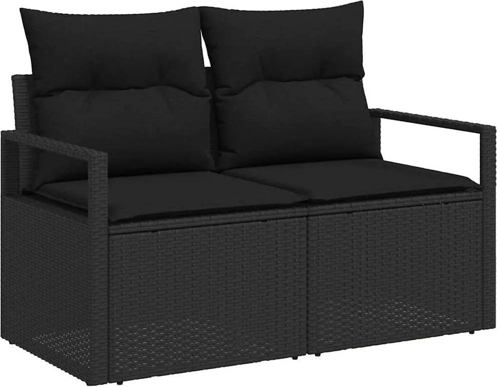 vidaXL Kanapé Szett 7 pcs Fekete polirattan